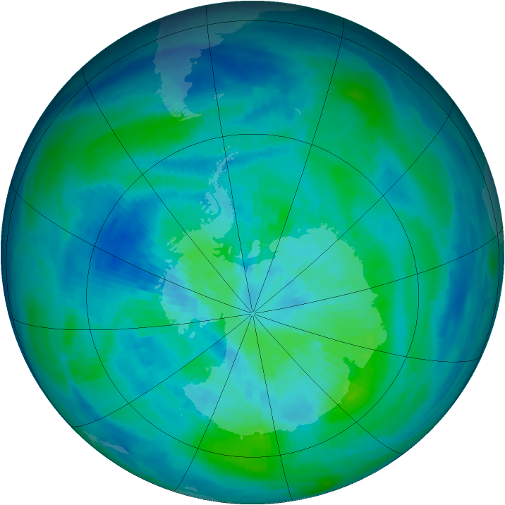 Antarctic ozone map for 24 March 1993
